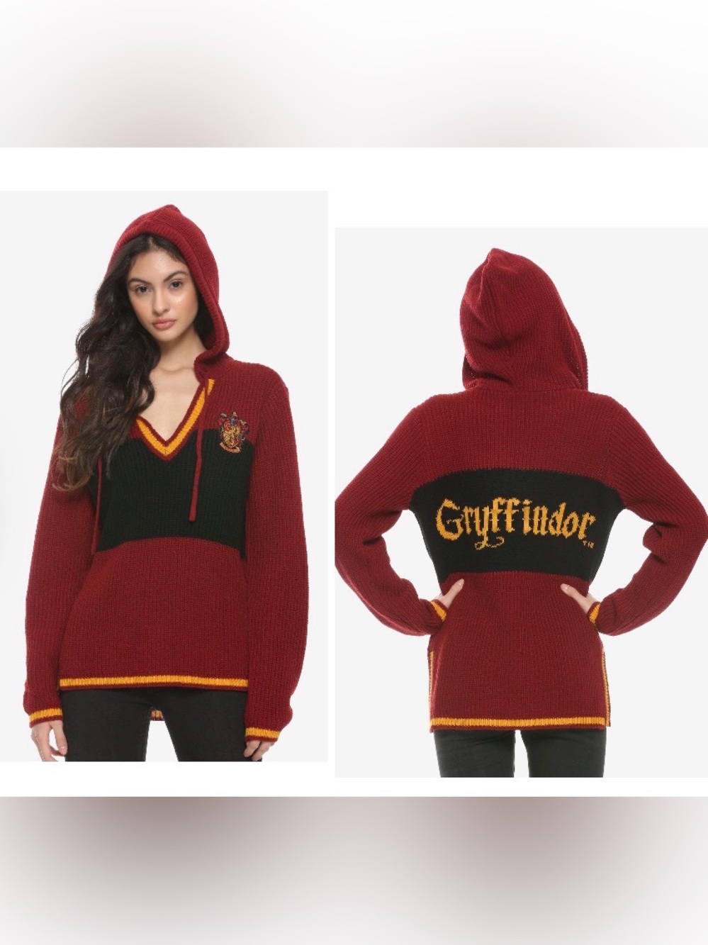 Harry Potter Gryffindor Hooded Pullover Knit Sweater Women's Size Medium